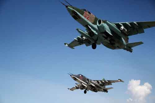 Máy bay cường kích Su-25 cất cánh từ căn cứ không quân 