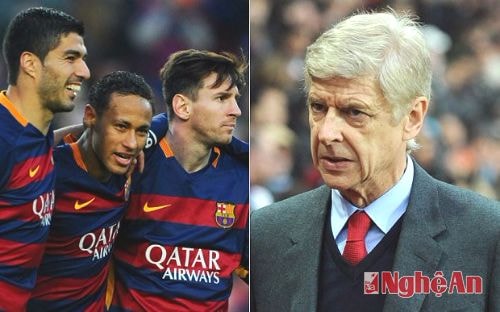 HLV Wenger đau khổ vì Barcelona có 3 tiền đạo quá xuất sắc.