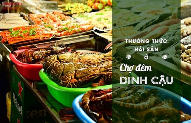 Nếu không thích hải sản khô thì ít nhất hãy nếm thử các món hải sản tươi sống được chế biến tại chỗ ở chợ đêm Dinh Cậu. Những sạp trưng bày hải sản tươi rói hút mắt, mùi thức ăn thơm nức và vẻ thoả mãn của các thực khách chắc chắn sẽ khiến dạ dày của bạn “lên tiếng”.
