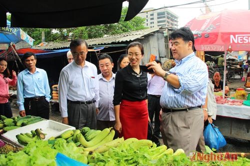 Đoàn chuyên gia của Cơ quan hợp tác quốc tế JICA (Nhật Bản) khảo sát thị trường nông sản tại Nghệ An.