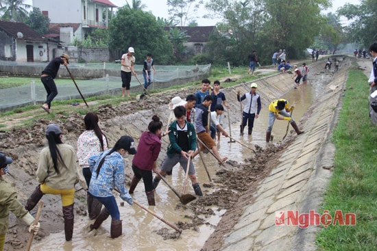 Nạo vét đoạn kênh đi qua xã Phú Thành, Yên Thành