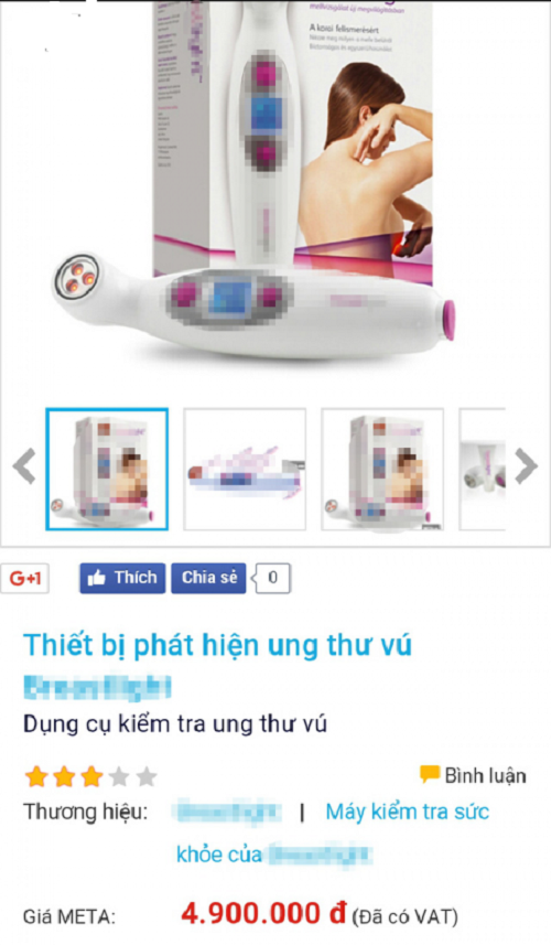 Một thiết bị BL được rao bán với giá 4.900.000 đồng và quảng cáo có khả năng phát hiện ung thư vú.