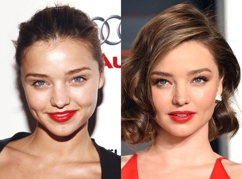 Miranda Kerr khi mới vào nghề người mẫu (trái) và hiện tại - lúc đã là bà mẹ một con. Mỹ nhân Australia vẫn giữ được làn da căng mịn, đôi mắt thu hút.