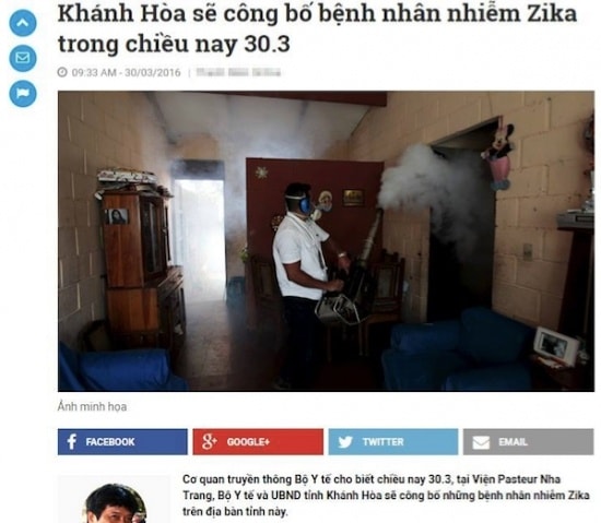 Bộ Y tế phủ nhận thông tin thông báo Khánh Hoà có 4 ca nhiễm Zika đầu tiên
