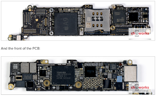 Bảng mạch chính của iPhone SE.