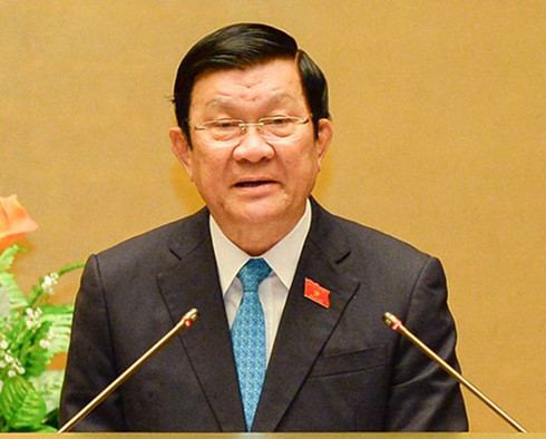 Quốc hội đã chính thức miễn nhiệm chức vụ Chủ tịch nước với ông Trương Tấn Sang. Ảnh VOV