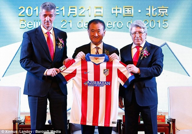  Tỷ phú Vương Kiện Lâm mạnh tay chi tiền mua lại 20% cổ phần sở hữu đội bóng Tây Ban Nha Atletico Madrid. Ảnh: Xinhua.
