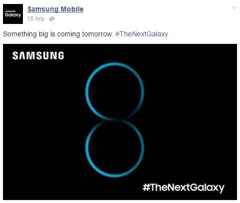 Hình ảnh hứa hẹn Samsung Galaxy S8 trên Facebook chính thức của Samsung. Ảnh: Facebook.