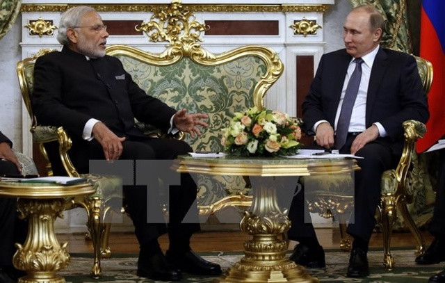 Thủ tướng Ấn Độ Narendra Modi đã có cuộc hội đàm với Tổng thống Nga Vladimir Putin hồi tháng 12/2015. (Nguồn: AFP/TTXVN)