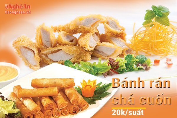 Bánh rán – chả cuốn là ‘cặp đôi hoàn hảo’ mạn Quang Trung, TP.Vinh. Ngay phía sau Rạp chiếu phim 12/9, cả một dãy quán tỏa mùi thơm quyến rũ khiến ai đỡ lỡ đi ngang qua thì không thể không dừng chân ghé lại. Thức rau sống tươi nõn nà kẹp với miếng chả cuốn, miếng bánh bột mì rán giòn, chấm khẽ nước chấm bí truyền là đã đủ đầy cho buổi chiều dạo phố.