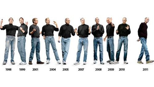 Tủ quần áo của Steve Jobs hầu như không có sự thay đổi và thời thượng suốt hơn một thập kỷ. 