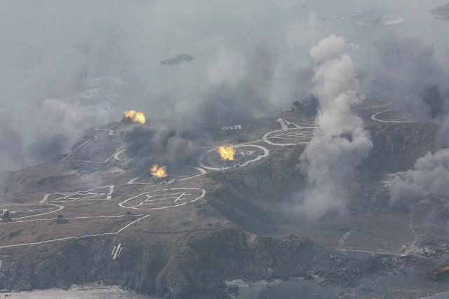 Đợt tập trận pháo binh dưới sự chỉ đạo của chủ tịch Kim Jong Un diễn ra ngày 21/2/2015.