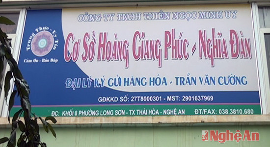 Cơ sở Hoàng Giang Phúc của công ty Thiên Ngọc Minh Uy tại TX Thái Hòa (Nghệ An).