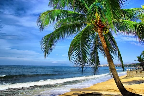 Bãi biển Phan Thiết trong xanh. yên bình.