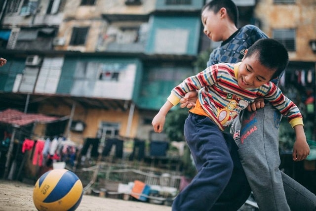Một góc sân của khu tập thể.