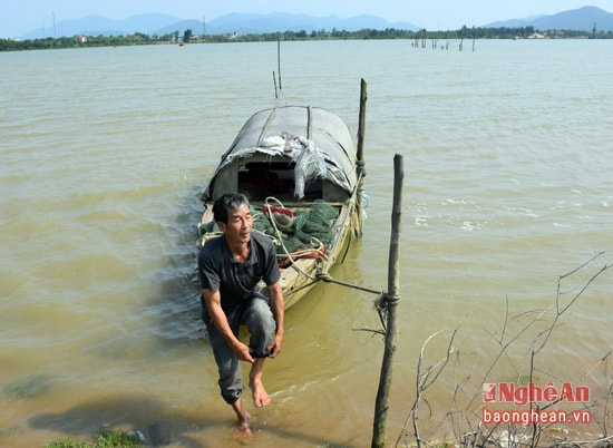 Lão ngư Nguyễn Văn Châu, xóm Thuận 1, xã Hưng Hòa, huyện Hưng Nguyên bám nghề đăng đáy từ hàng chục năm nay.