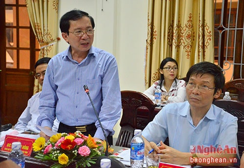 Đồng chí Đinh Viết Hồng - Phó Chủ tịch UBND tỉnh phát biểu tại buổi làm việc.