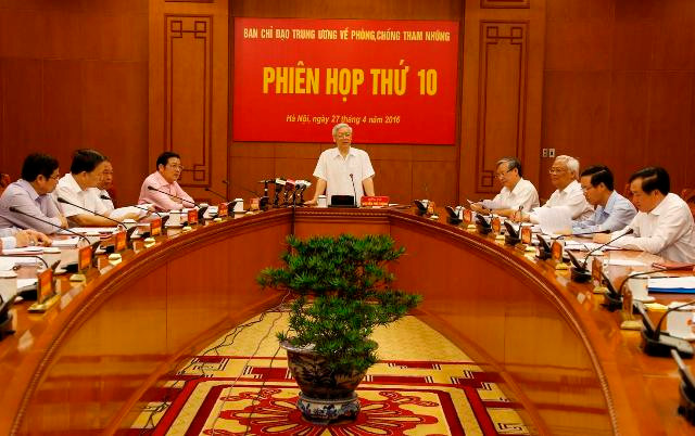 Tổng Bí thư Nguyễn Phú Trọng chủ trì phiên họp thứ 10 của Ban Chỉ đạo T.Ư về phòng, chống tham nhũng (Ảnh: BNC)