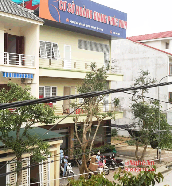Cơ sở Hoàng Giang Phúc Vinh của đa cấp Thiên Ngọc Minh Uy tại đường Lê Văn Miến, thành phố Vinh.