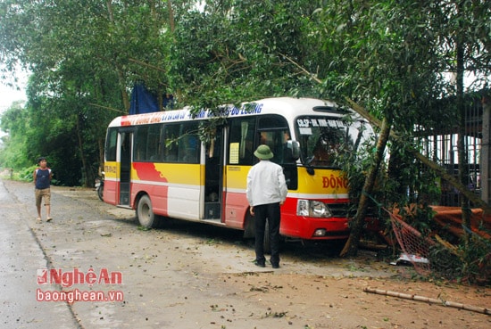 Chiếc xe mất lái, lao sang đường.