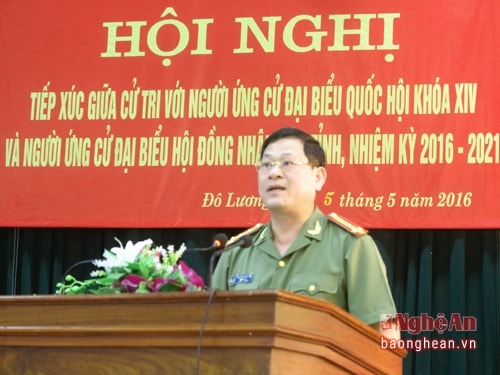   Đại tá Nguyễn Hữu Cầu - Giám đốc Công an tỉnh thông qua chương trình hành động nếu được cử tri tín  nhiệm