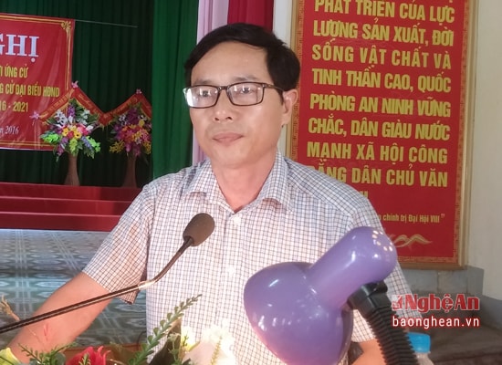 Cử tri Lê Văn Nghĩa - Bí thư Đảng ủy xã Nghi Long mong muốn các ứng cử viên khi trúng cử sẽ đem tiếng nói của mình để các doanh nghiệp sau khi đi vào vào hoạt động cần đảm bảo việc làm cho nông dân có đất bị thu hồi. Kiến nghị Nhà nước hỗ trợ kinh phí cho các địa phương bàn giao nhiều đất cho dự án có điều kiện xây dựng các công trình phúc lợi phục vụ đời sống an sinh xã hội. 