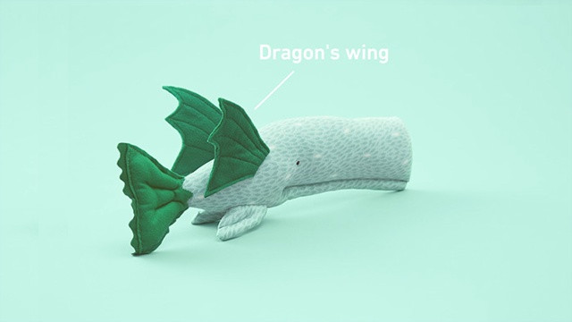 Vây cá được ghép từ đôi cánh của rồng.