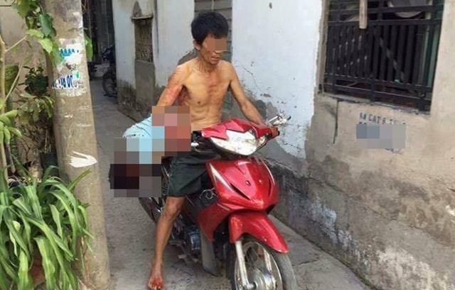Chém chết con rể chở đến công an đầu thú