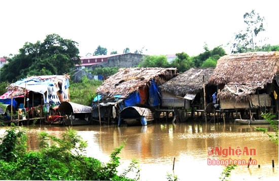 Xóm vạn chài ở khối Yên Giang (phường Vinh Tân) có 