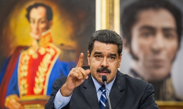 Ông Nicolás Maduro trong cuộc họp báo tại dinh tổng thống ở Caracas. Ảnh: EPA.