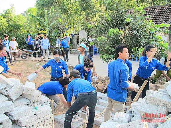 Tuổi trẻ Nghi Yên khởi công xây nhà tình thương cho hộ nghèo trên địa bàn xã.