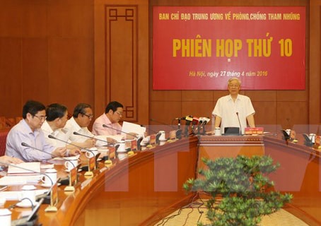 Phiên họp thứ 10 của Ban Chỉ đạo Trung ương về phòng, chống tham nhũng. Ảnh: TTXVN.