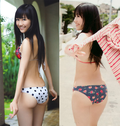 Watanabe Mayu - ca sĩ được mệnh danh là người có vòng ba đẹp nhất nhóm AKB48 - diện bikini tươi trẻ. Cô năm nay 22 tuổi.