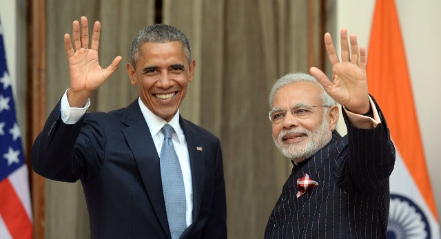 Tổng thống Mỹ Barack Obama (trái) và Thủ tướng Ấn Độ Narendra Modi (phải) sau buổi hội đàm tại New Dehli ngày 25 tháng 1 năm 2015 (Nguồn: Politico)
