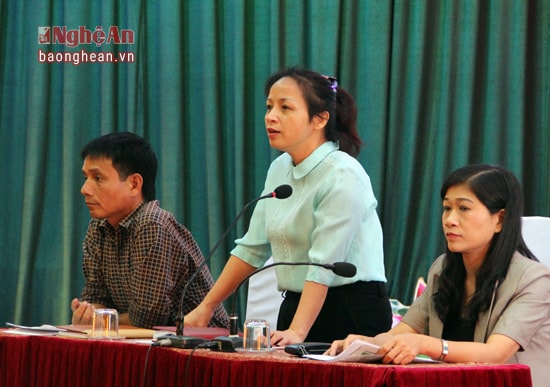 Đồng chí Phạm Thị Hồng Toan, UV BCHTU, Tổng Biên tập Báo Nghệ An, Trưởng Ban tổ chức Giải  chủ trì buổi họp báo.