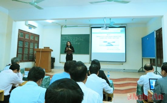 Thi giáo viên dạy giỏi tại Trường Chính trị tỉnh. Ảnh tư liệu Báo Nghệ An
