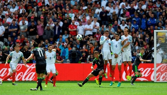 Pha sút phạt ghi bàn vào lưới đội tuyển Anh của Gareth Bale.
