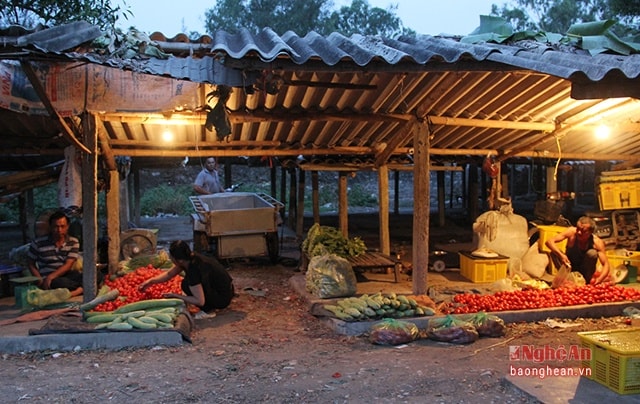 Gần 5 giờ sáng, chợ sơn đã bắt đầu đông đúc, nhộn nhịp. Các thương lái từ ở xa như Diễn Châu, Quỳnh Lưu, Hà Tĩnh…đã đến từ rất sớm để sắp xếp dàn hàng của mình.