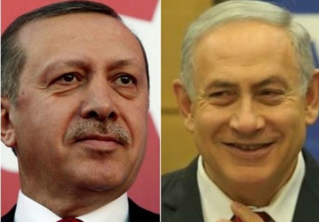 Dù còn bất đồng, Tổng thống Thổ Nhĩ Kỳ Recep Tayyip Erdogan và Thủ tướng Israel  Benjamin Netanyahu sẽ bắt tay hòa giải. Ảnh: Reuters.