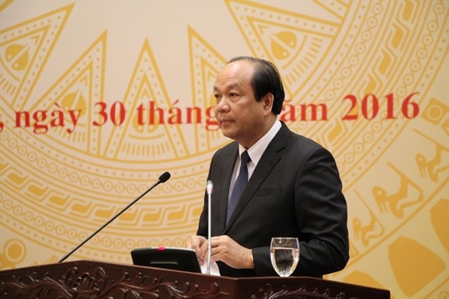 Bộ trưởng - Chủ nhiệm văn phòng Chinh phủ Mai Tiến Dũng chủ trì buổi họp báo