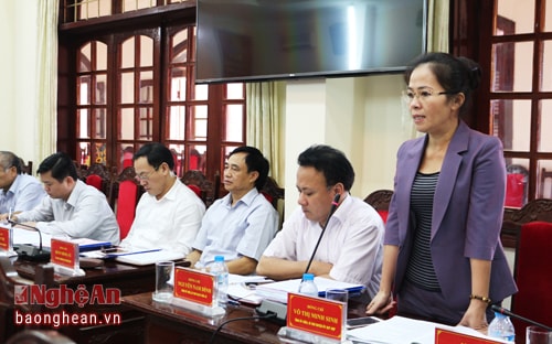 Đồng chí Võ Thị Minh Sinh - Bí thư Huyện ủy Qùy Hợp cần chú trọng hơn nữa phát triển thủy lợi vùng miền Tây. 