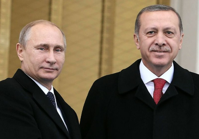Tổng thống Nga Vladimir Putin và người đồng cấp Thổ Nhĩ Kỳ Erdogan tại Ankara năm 2014. Ảnh: AFP.