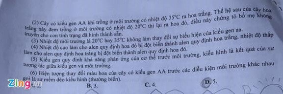 Bai giai, de thi mon Sinh hoc THPT quoc gia 2016 hinh anh 9