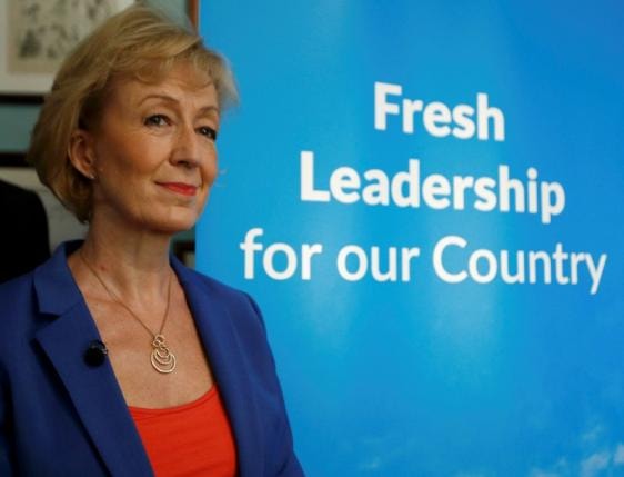 Bà Andrea Leadsom, ứng viên cho vị trí Thủ tướng Anh, tham dự hội nghị tại London ngày 4/7. Ảnh: Reuters. 