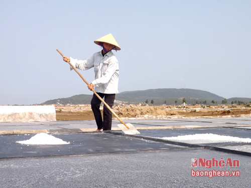 Bà Vũ Thị Tĩnh ở thôn Tân Thắng cho biết: Thời tiết nắng to nên việc sản xuất muối khá dễ dàng, mỗi ngày bà sản xuất được 150 kg muối cho thu nhập trên 150 nghìn đồng/ngày. Từ khi vào vụ muối đến giờ (trong 4 tháng), gia đình cũng thu nhập trên 6 triệu từ làm muối.