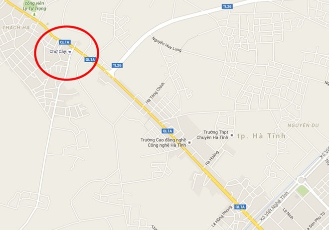 Hiện trường tìm thấy thi thể chị Oanh cách chợ Cày khoảng 2 km, cách trung tâm TP Hà Tĩnh khoảng 4-5 km. Ảnh: 