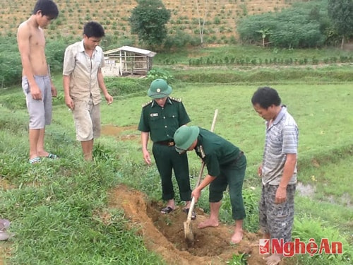 Đồn Biên phòng Ngọc Lâm (Thanh Chương) giúp dân trồng trọt.