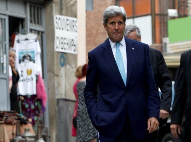 Ngoại trưởng Mỹ - John Kerry trong chuyến thăm tới Gruzia ngày 6/7. Ảnh: Reuters.