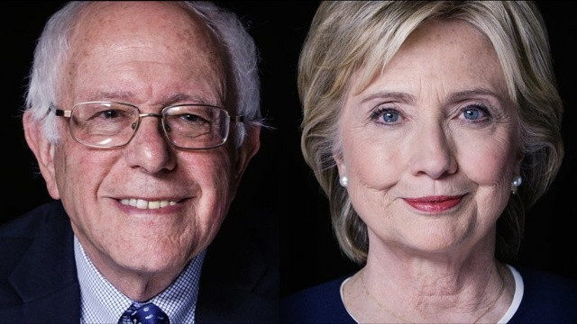 Bà Hillary Clinton tham gia chiến dịch vận động chung với đối thủ Bernie Sanders tại trường trung học Portsmouth, thành phố Portsmouth, tiểu bang New Hampshire. Ảnh: Washington Post.