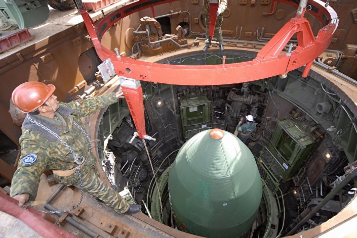 Hệ thống tên lửa chiến lược của  R-36M (SS18 Satan). Ảnh: Sputnik.